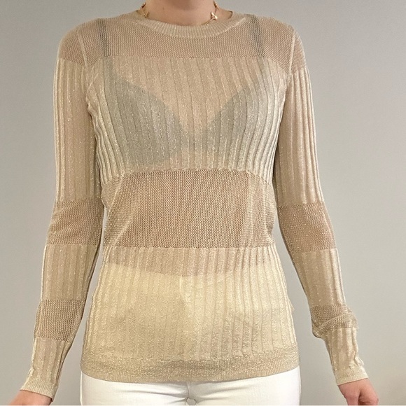 J Brand Knit Metallic Gold Top - Picture 3 of 9